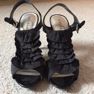 Women’s Black Heels with ruffle detail